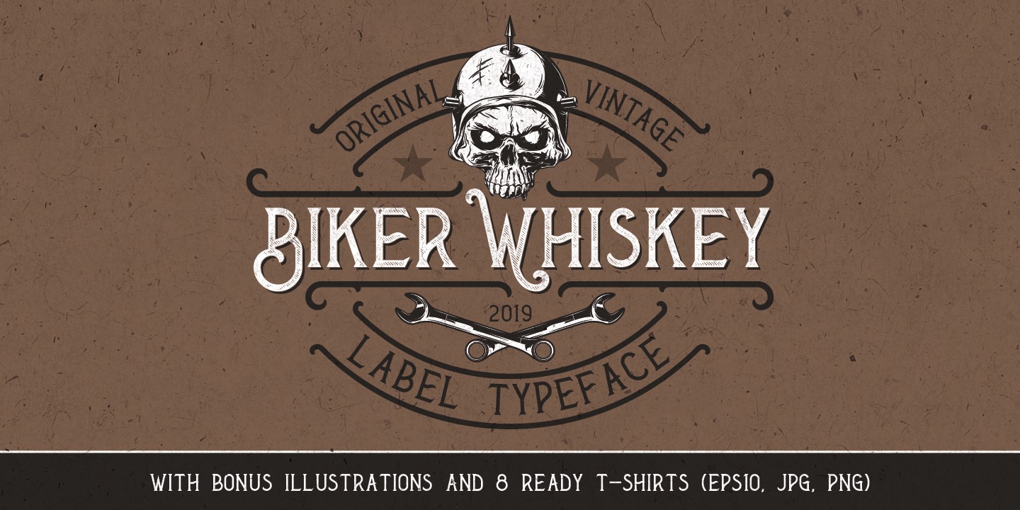 Ejemplo de fuente Biker Whiskey Rough Texture 1 FX